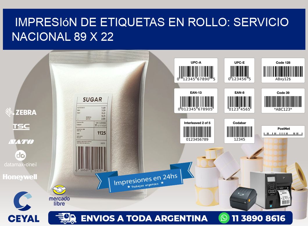 Impresión de Etiquetas en Rollo: Servicio Nacional 89 x 22