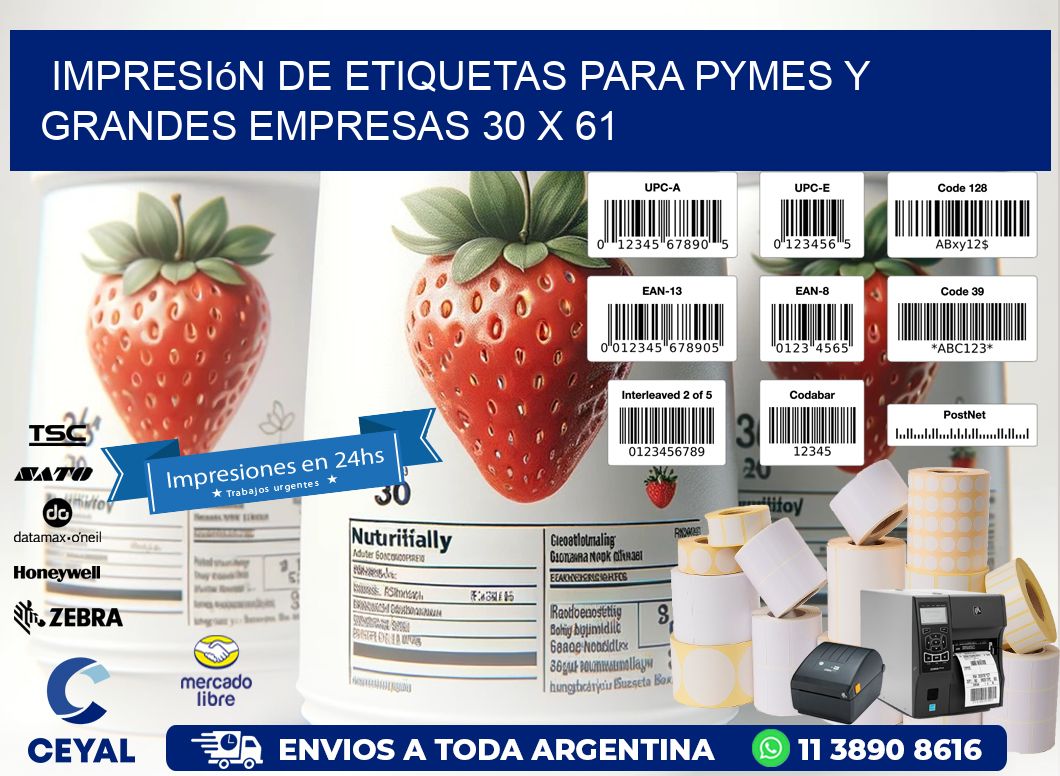 Impresión de Etiquetas para PyMEs y Grandes Empresas 30 x 61