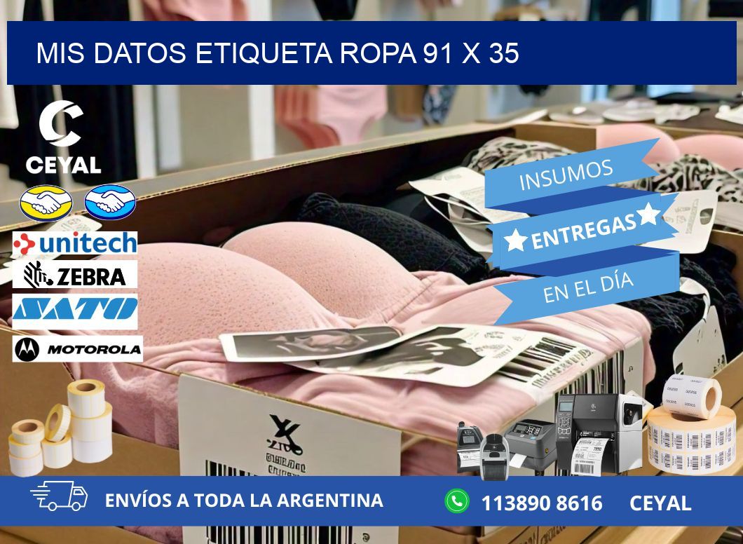 MIS DATOS ETIQUETA ROPA 91 x 35