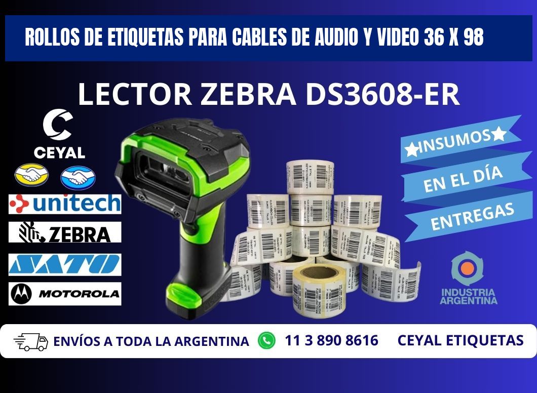 ROLLOS DE ETIQUETAS PARA CABLES DE AUDIO Y VIDEO 36 x 98