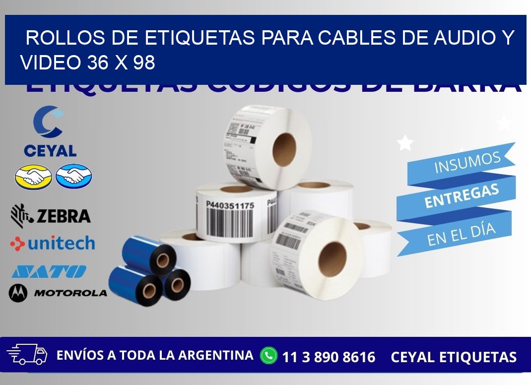 ROLLOS DE ETIQUETAS PARA CABLES DE AUDIO Y VIDEO 36 x 98