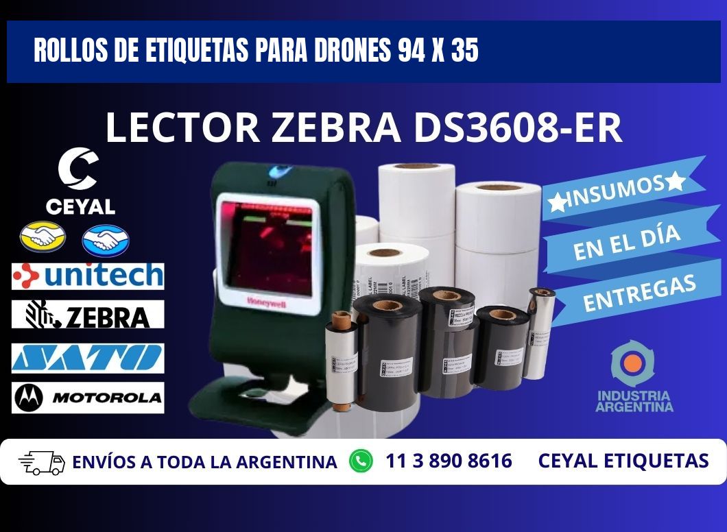 ROLLOS DE ETIQUETAS PARA DRONES 94 x 35