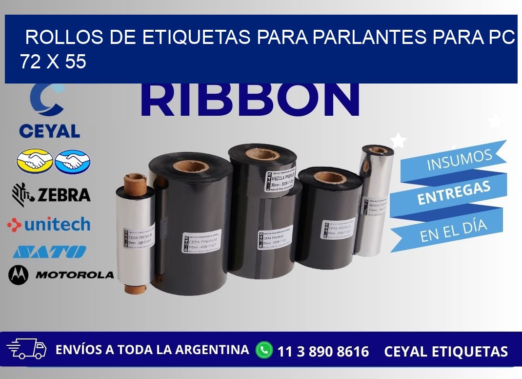 ROLLOS DE ETIQUETAS PARA PARLANTES PARA PC 72 x 55