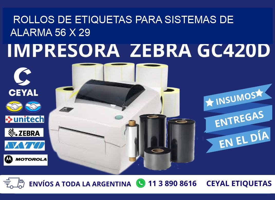 ROLLOS DE ETIQUETAS PARA SISTEMAS DE ALARMA 56 x 29