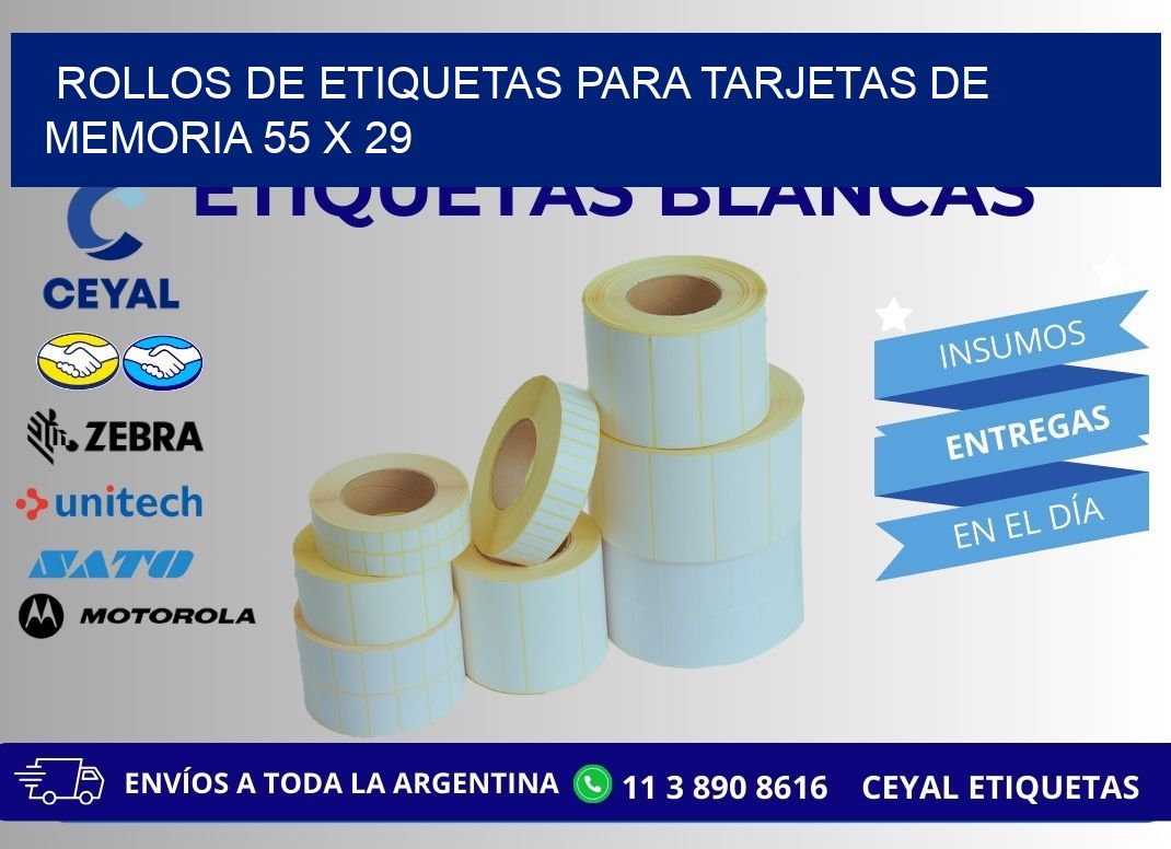 ROLLOS DE ETIQUETAS PARA TARJETAS DE MEMORIA 55 x 29