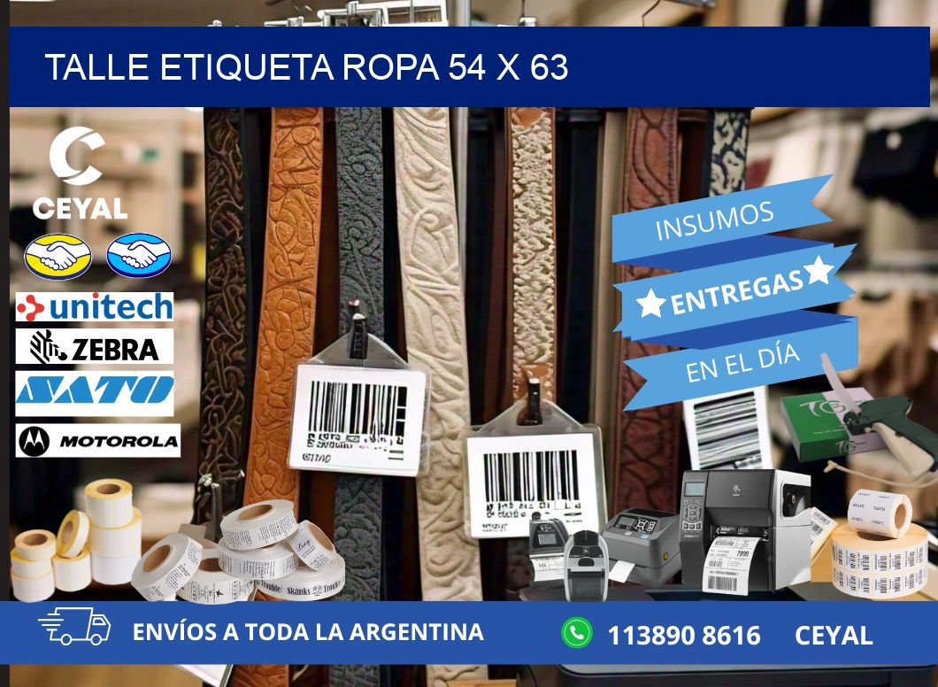 TALLE ETIQUETA ROPA 54 x 63