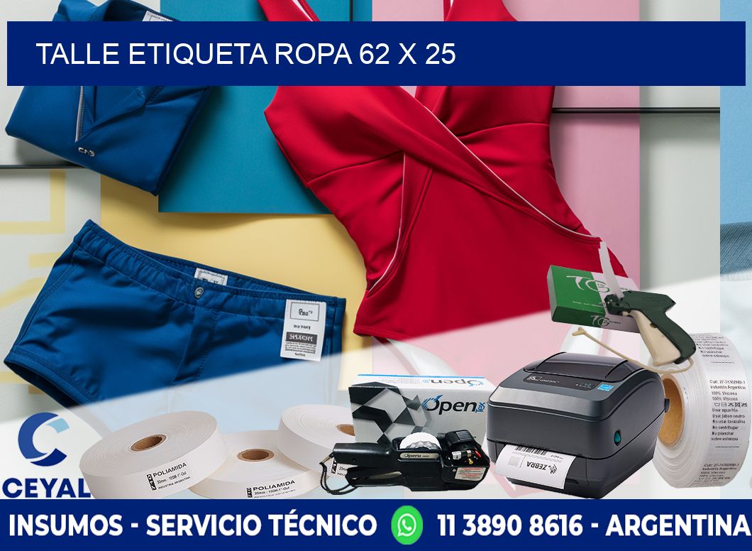 TALLE ETIQUETA ROPA 62 x 25