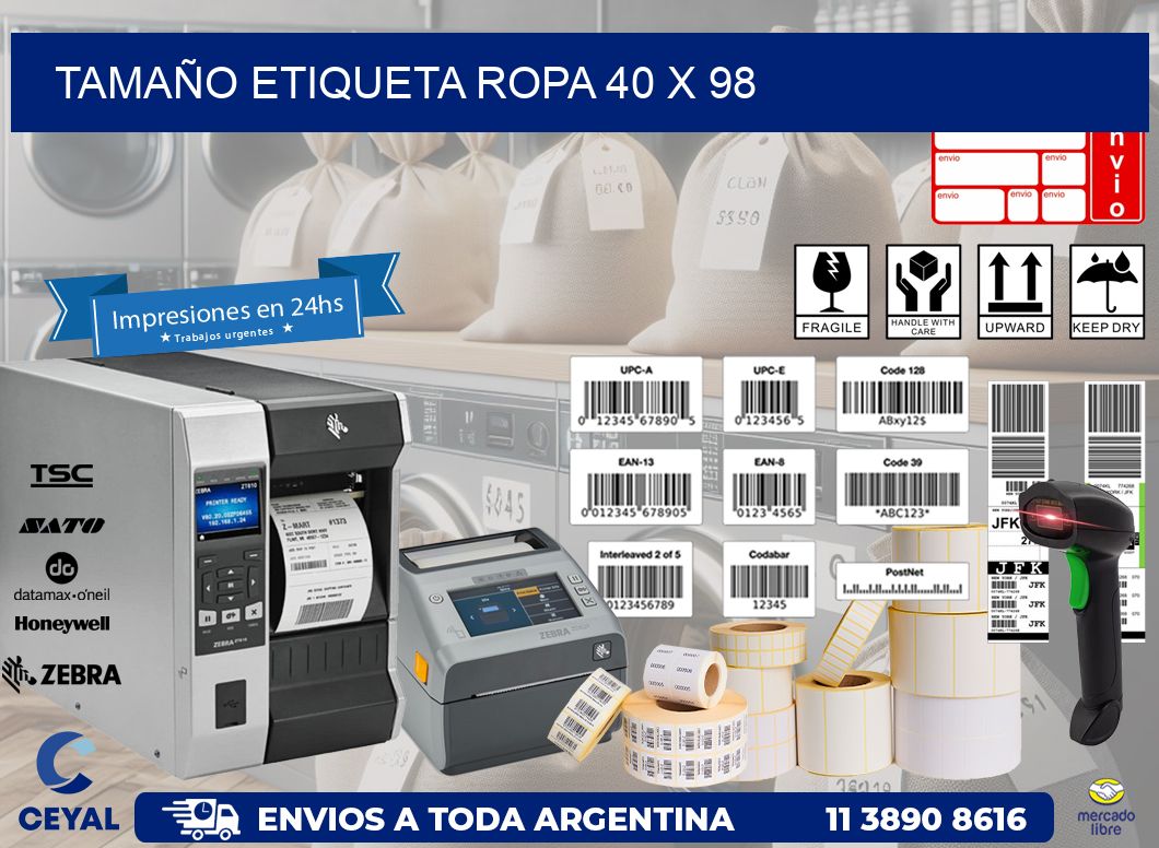 TAMAÑO ETIQUETA ROPA 40 x 98