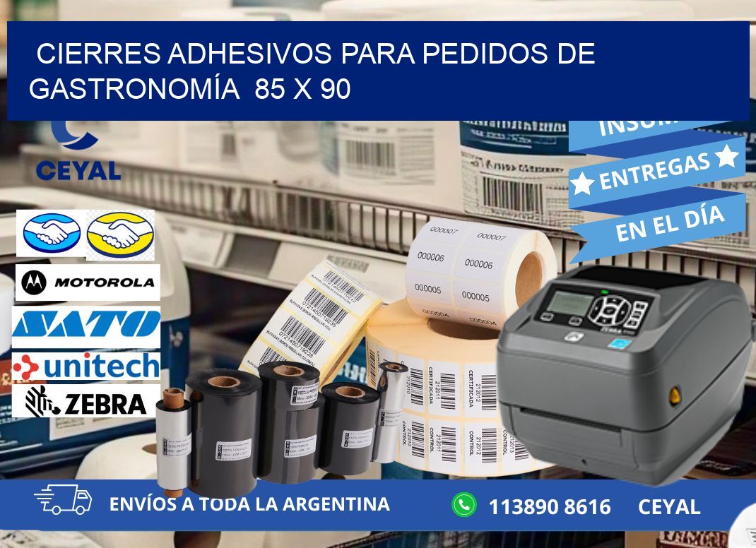 CIERRES ADHESIVOS PARA PEDIDOS DE GASTRONOMÍA 85 x 90
