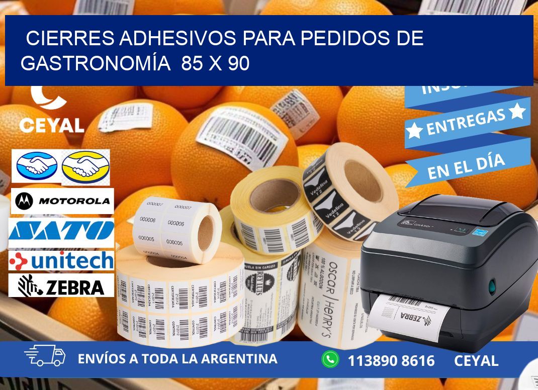 CIERRES ADHESIVOS PARA PEDIDOS DE GASTRONOMÍA 85 x 90