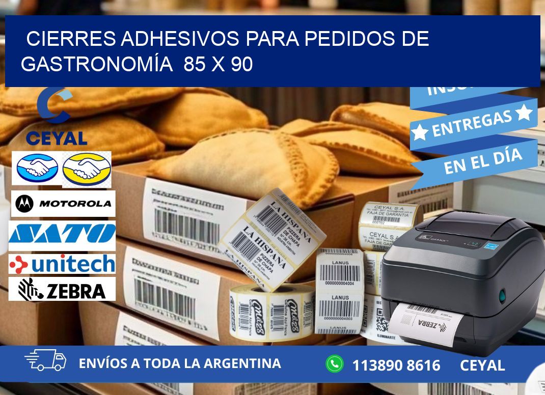 CIERRES ADHESIVOS PARA PEDIDOS DE GASTRONOMÍA 85 x 90