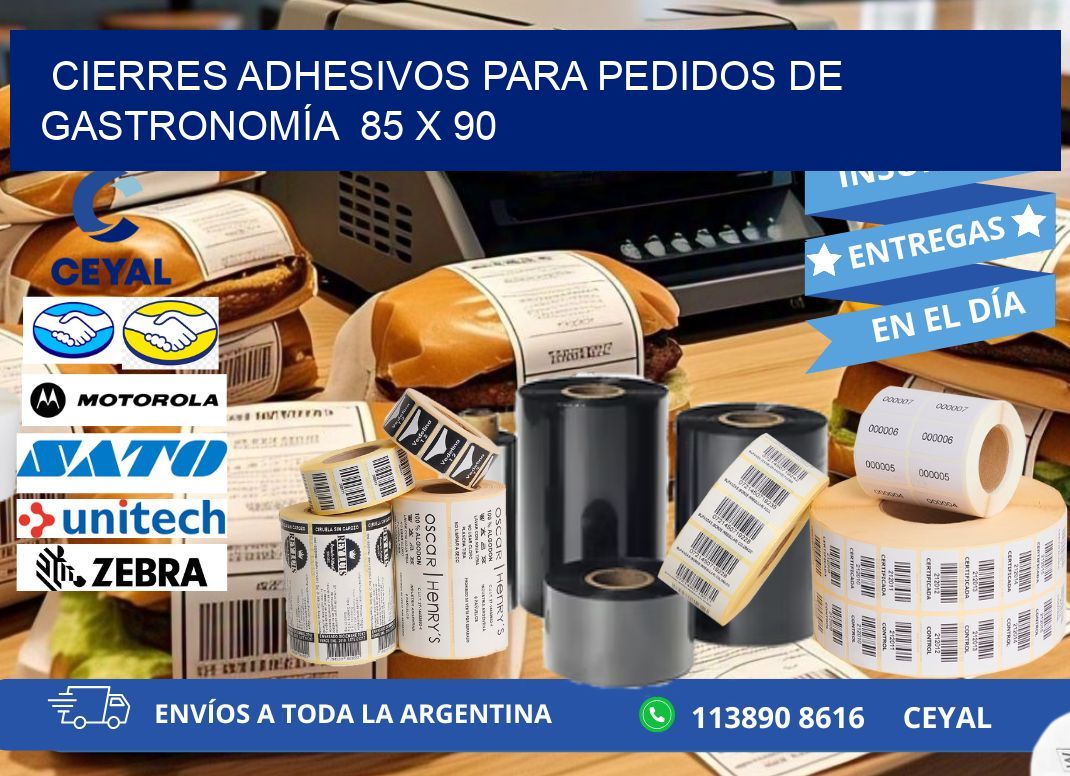 CIERRES ADHESIVOS PARA PEDIDOS DE GASTRONOMÍA 85 x 90