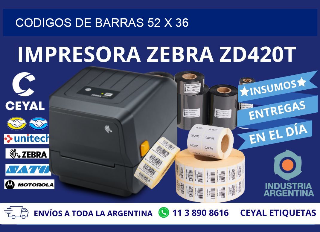 CODIGOS DE BARRAS 52 x 36