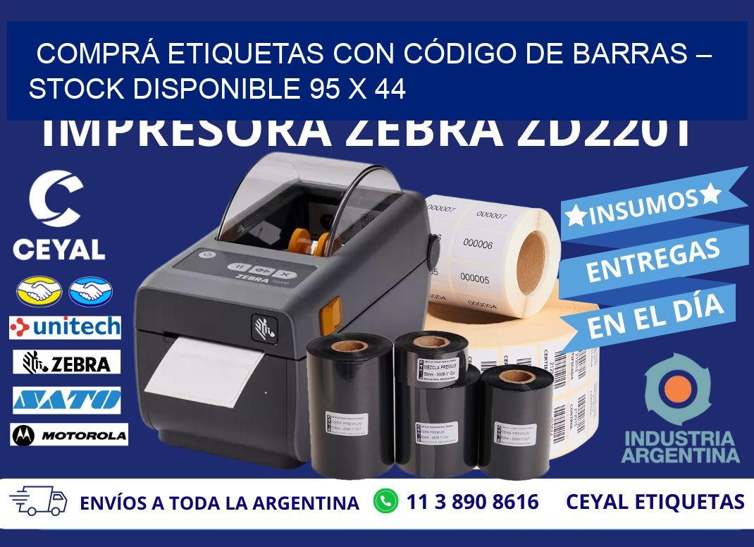 COMPRÁ ETIQUETAS CON CÓDIGO DE BARRAS – STOCK DISPONIBLE 95 x 44