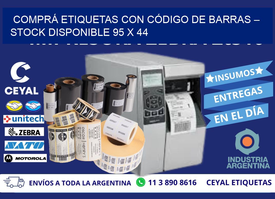 COMPRÁ ETIQUETAS CON CÓDIGO DE BARRAS – STOCK DISPONIBLE 95 x 44