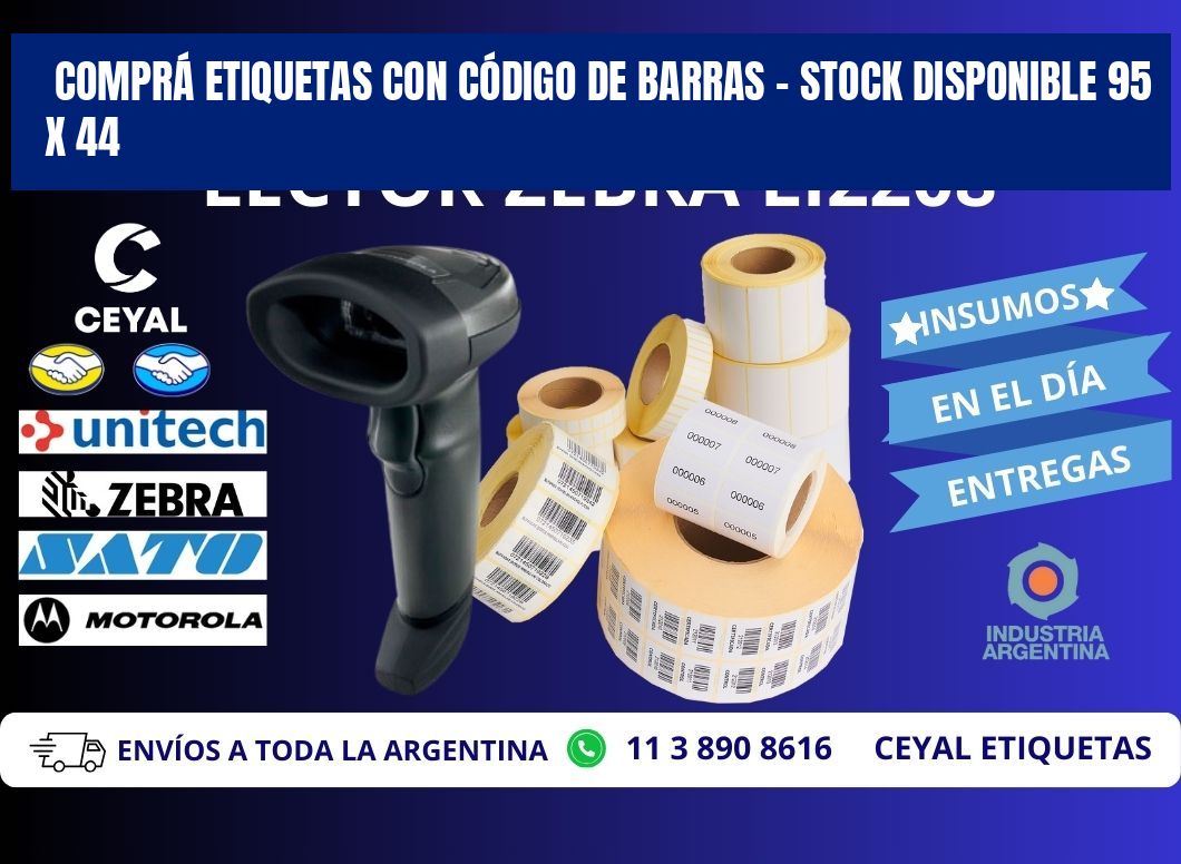 COMPRÁ ETIQUETAS CON CÓDIGO DE BARRAS – STOCK DISPONIBLE 95 x 44