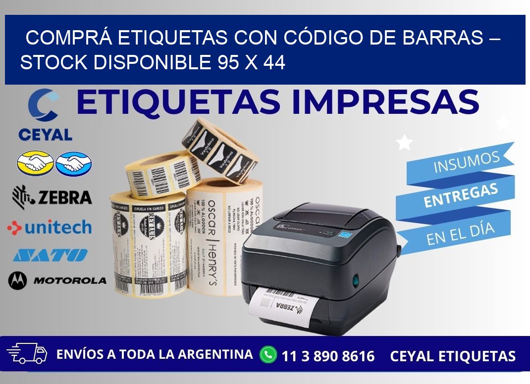 COMPRÁ ETIQUETAS CON CÓDIGO DE BARRAS – STOCK DISPONIBLE 95 x 44