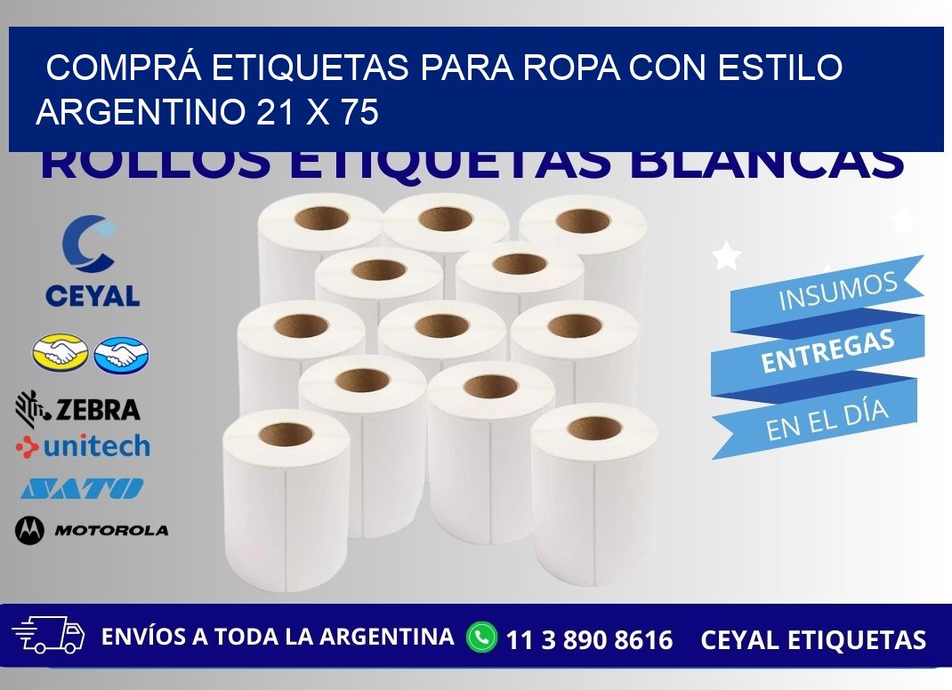 COMPRÁ ETIQUETAS PARA ROPA CON ESTILO ARGENTINO 21 x 75