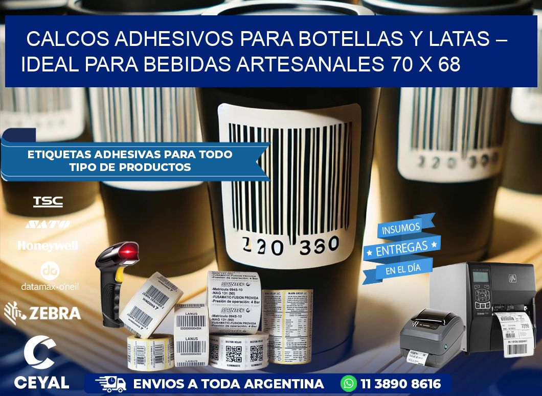 Calcos Adhesivos para Botellas y Latas – Ideal para Bebidas Artesanales 70 x 68