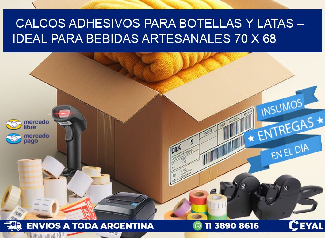 Calcos Adhesivos para Botellas y Latas – Ideal para Bebidas Artesanales 70 x 68