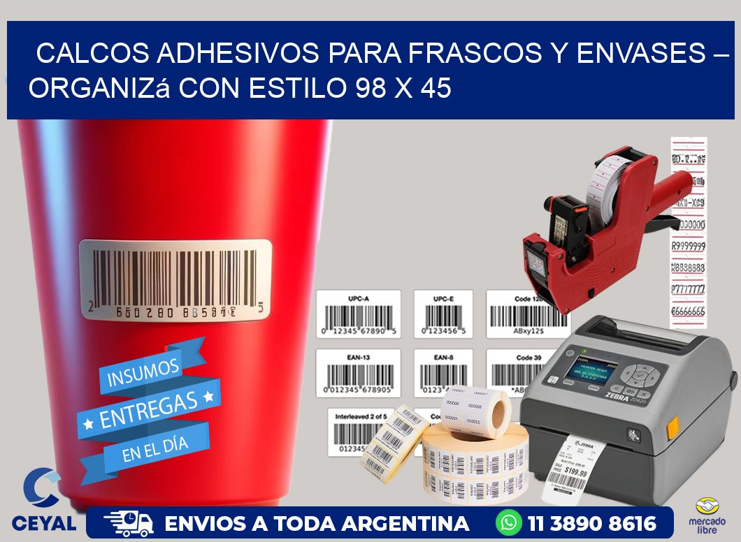 Calcos Adhesivos para Frascos y Envases – Organizá con Estilo 98 x 45