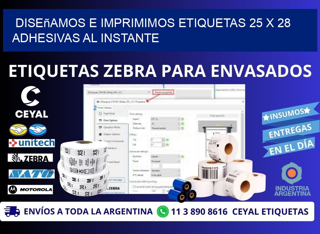 Diseñamos e Imprimimos Etiquetas 25 x 28 Adhesivas al Instante