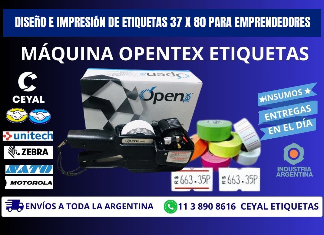Diseño e Impresión de Etiquetas 37 x 80 para Emprendedores
