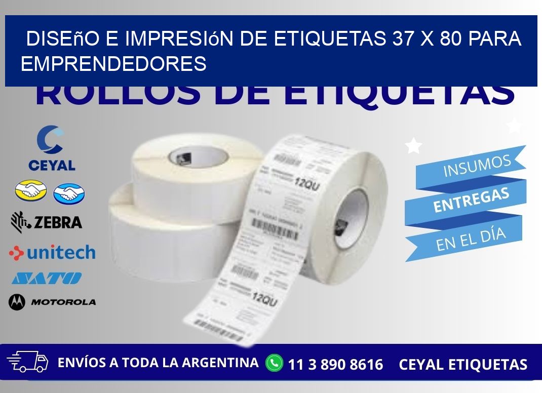 Diseño e Impresión de Etiquetas 37 x 80 para Emprendedores