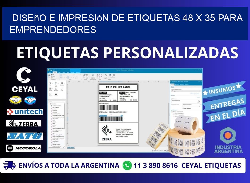 Diseño e Impresión de Etiquetas 48 x 35 para Emprendedores