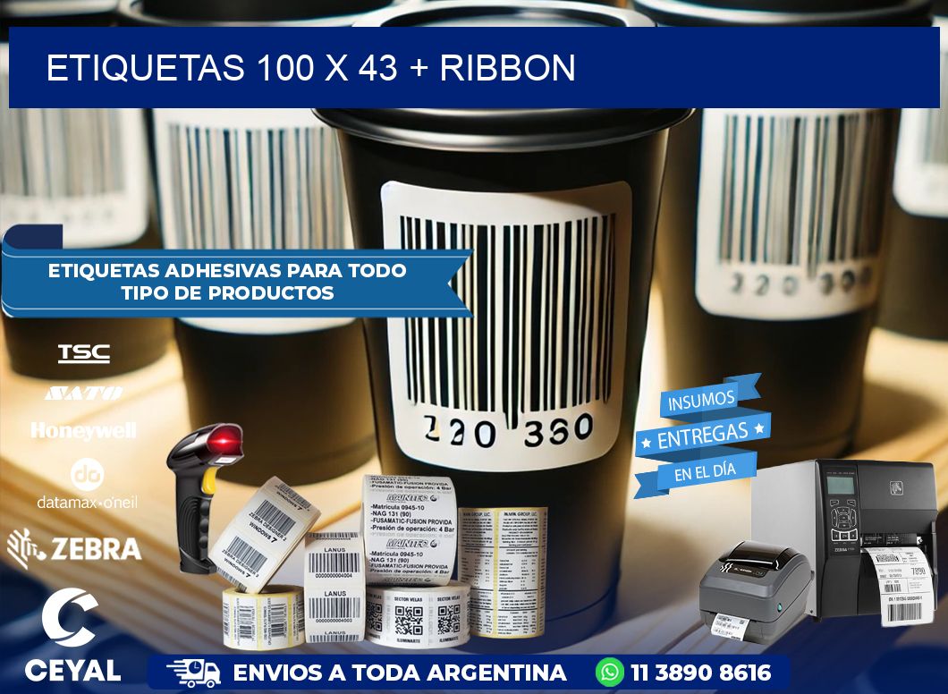 ETIQUETAS 100 x 43 + RIBBON