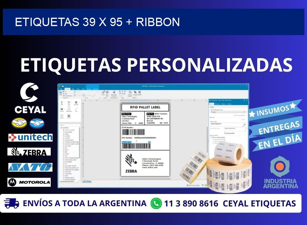 ETIQUETAS 39 x 95 + RIBBON