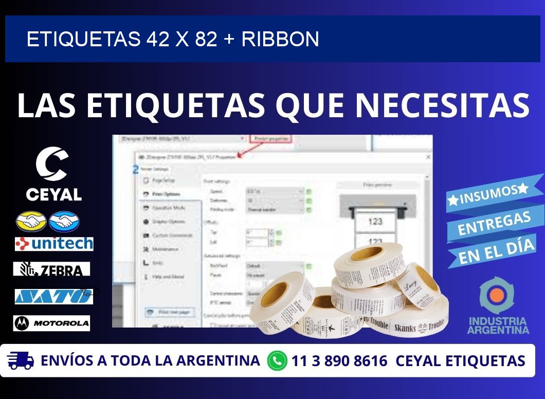 ETIQUETAS 42 x 82 + RIBBON