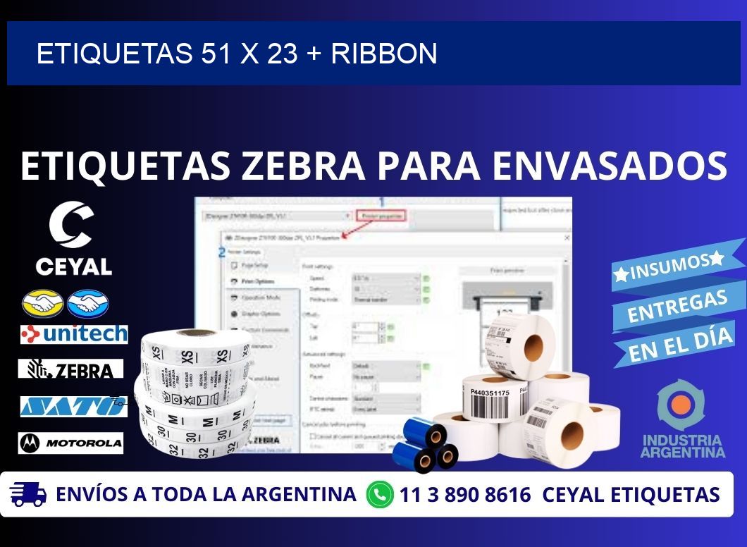 ETIQUETAS 51 x 23 + RIBBON