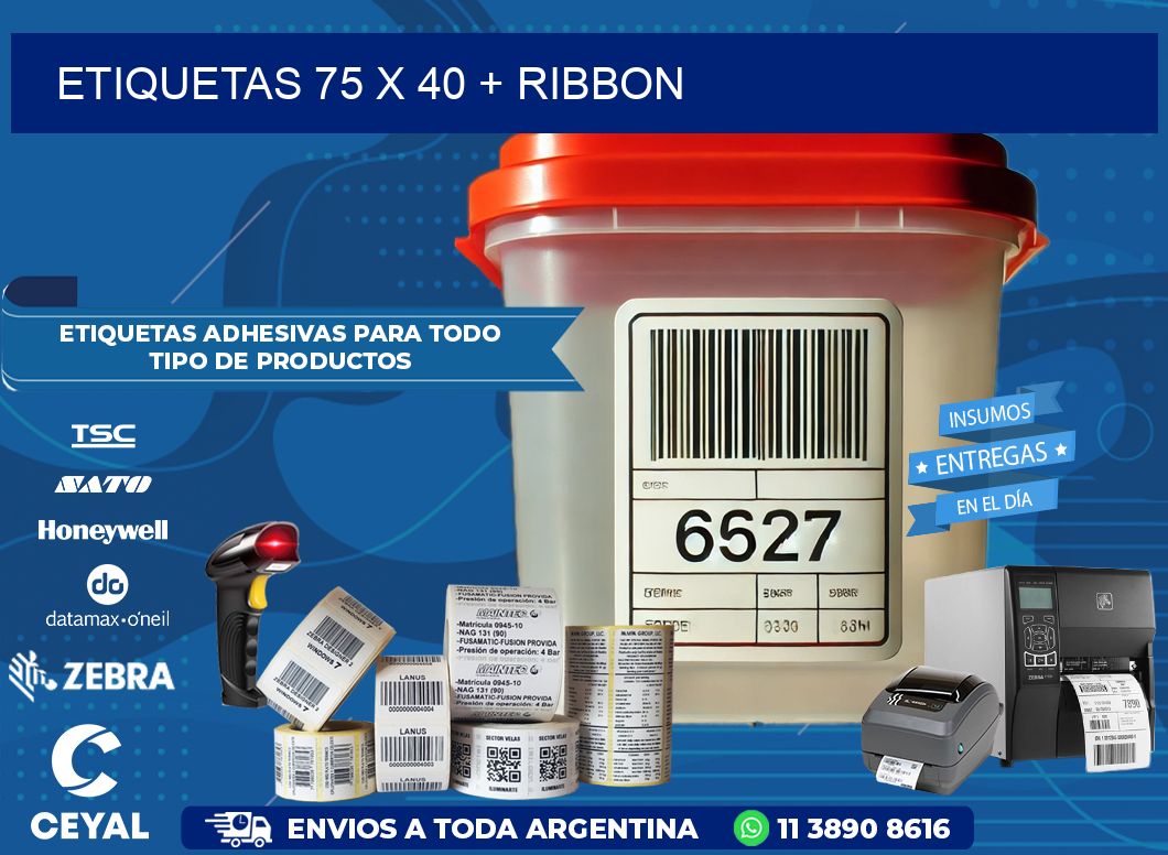 ETIQUETAS 75 x 40 + RIBBON