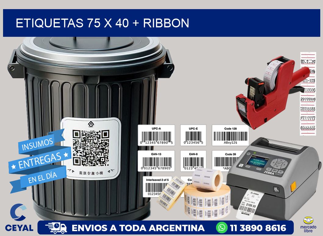 ETIQUETAS 75 x 40 + RIBBON