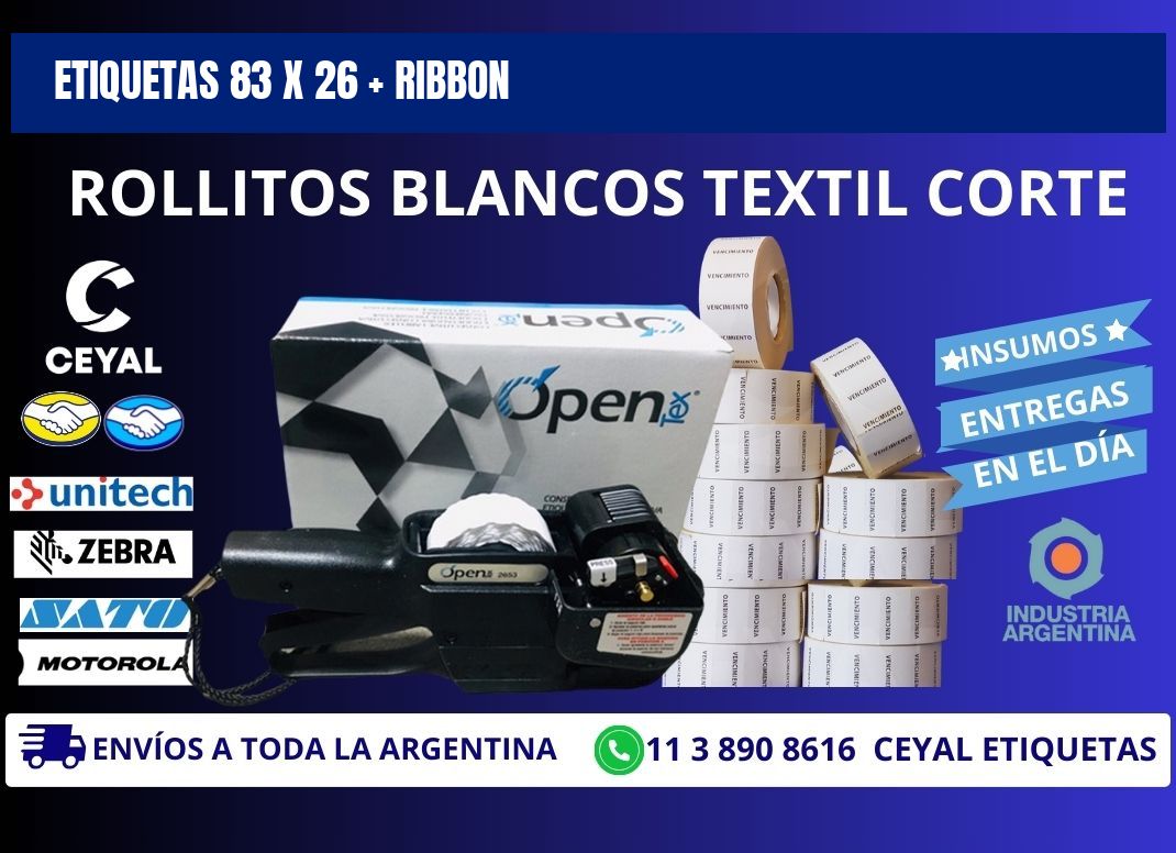 ETIQUETAS 83 x 26 + RIBBON