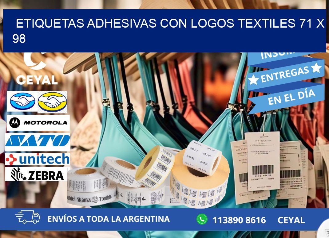 ETIQUETAS ADHESIVAS CON LOGOS TEXTILES 71 x 98