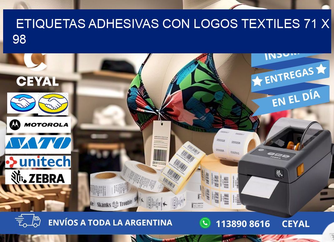 ETIQUETAS ADHESIVAS CON LOGOS TEXTILES 71 x 98