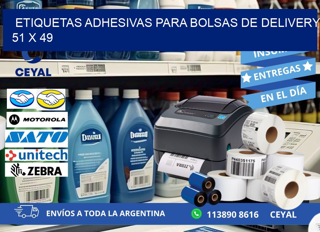 ETIQUETAS ADHESIVAS PARA BOLSAS DE DELIVERY 51 x 49