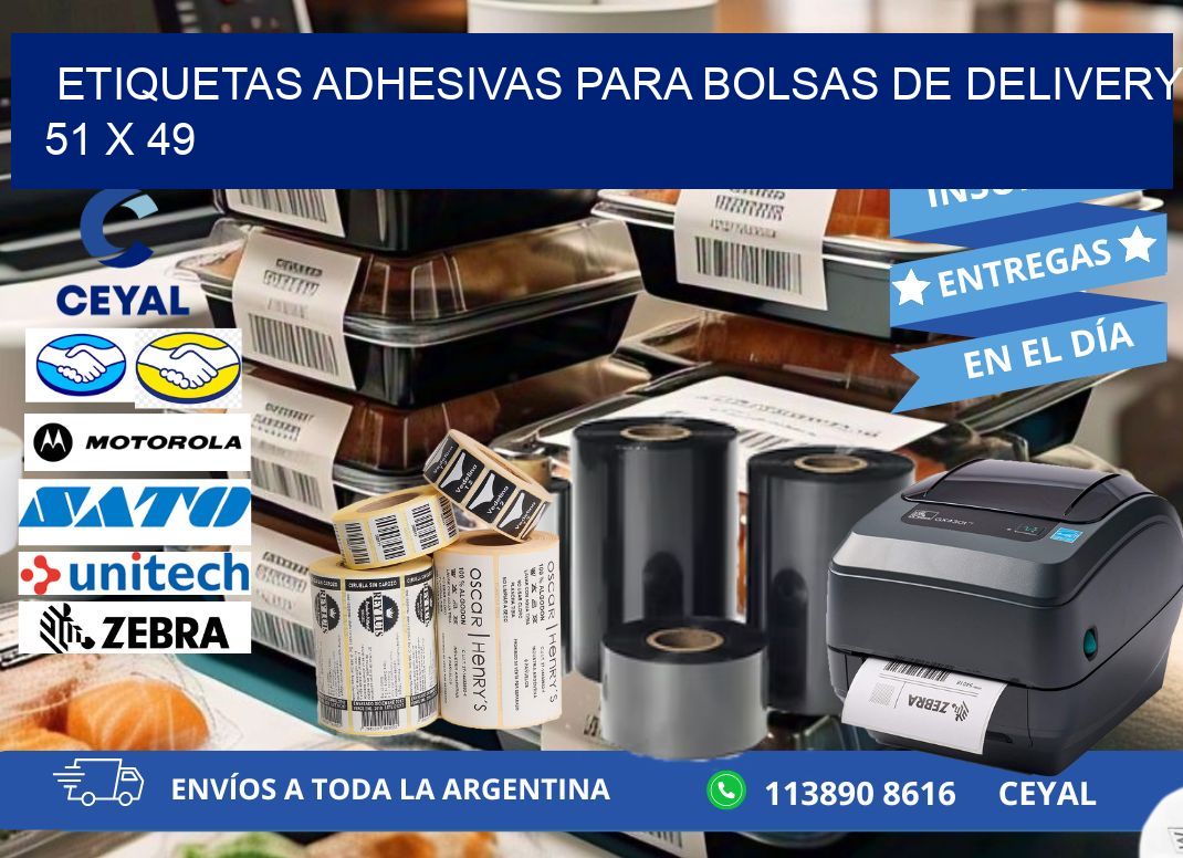 ETIQUETAS ADHESIVAS PARA BOLSAS DE DELIVERY 51 x 49