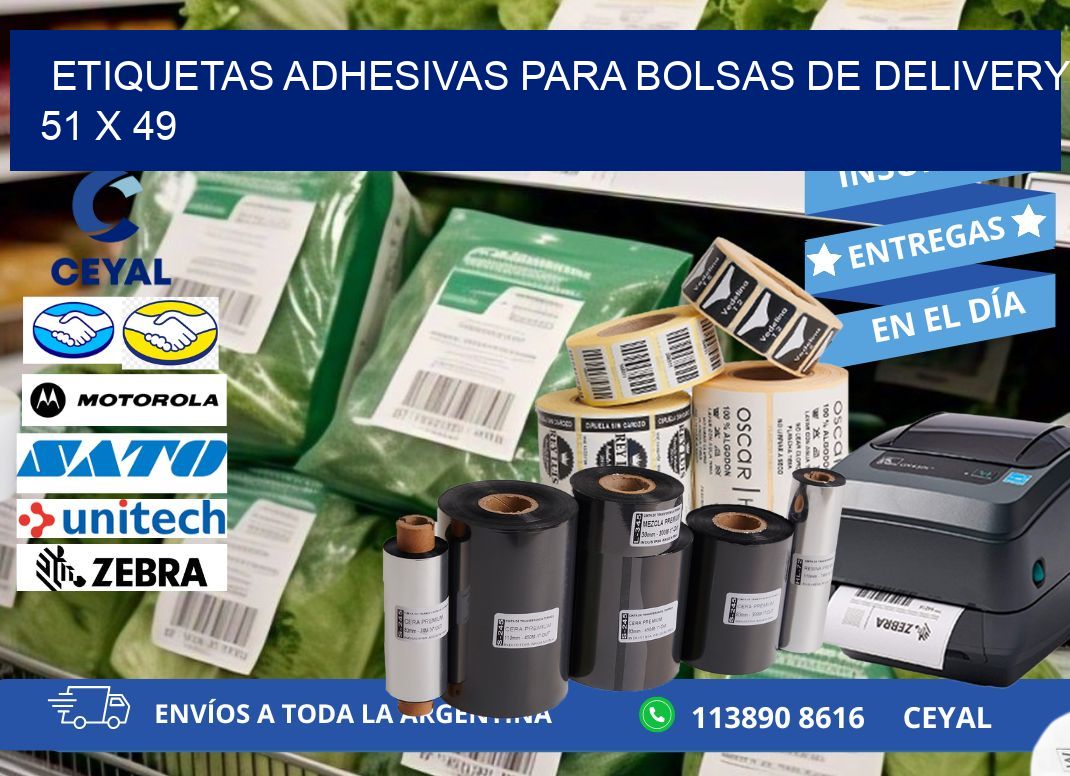 ETIQUETAS ADHESIVAS PARA BOLSAS DE DELIVERY 51 x 49