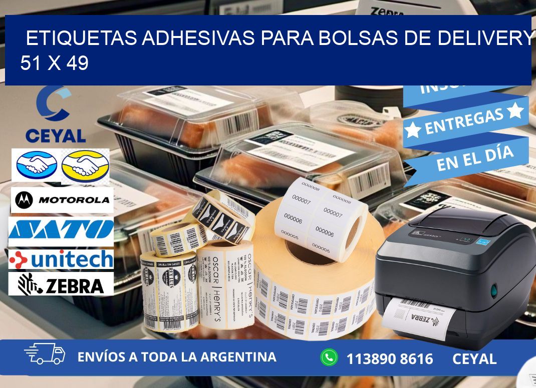 ETIQUETAS ADHESIVAS PARA BOLSAS DE DELIVERY 51 x 49