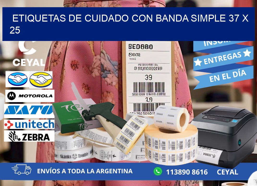 ETIQUETAS DE CUIDADO CON BANDA SIMPLE 37 x 25