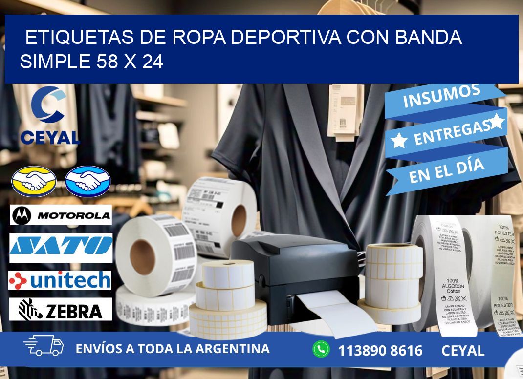 ETIQUETAS DE ROPA DEPORTIVA CON BANDA SIMPLE 58 x 24