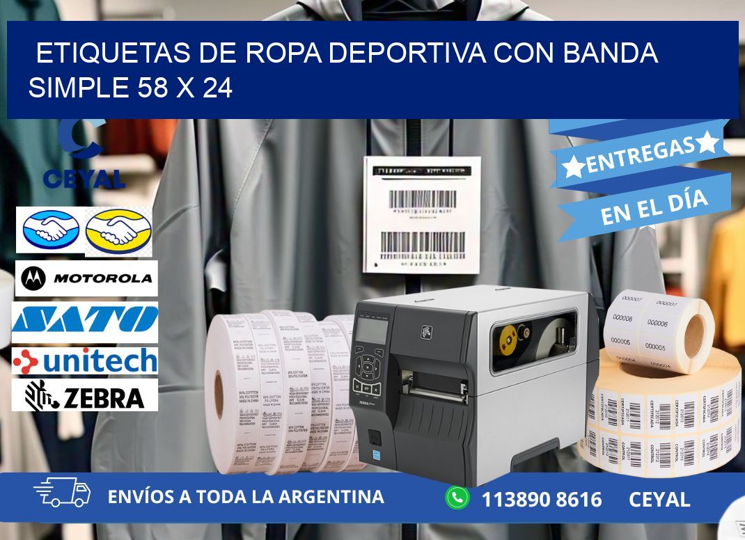 ETIQUETAS DE ROPA DEPORTIVA CON BANDA SIMPLE 58 x 24