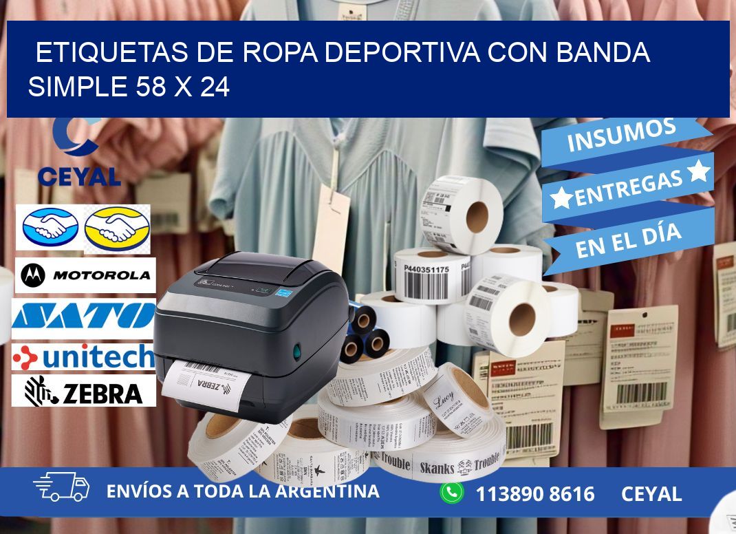 ETIQUETAS DE ROPA DEPORTIVA CON BANDA SIMPLE 58 x 24