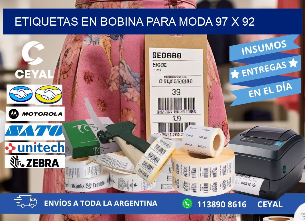 ETIQUETAS EN BOBINA PARA MODA 97 x 92