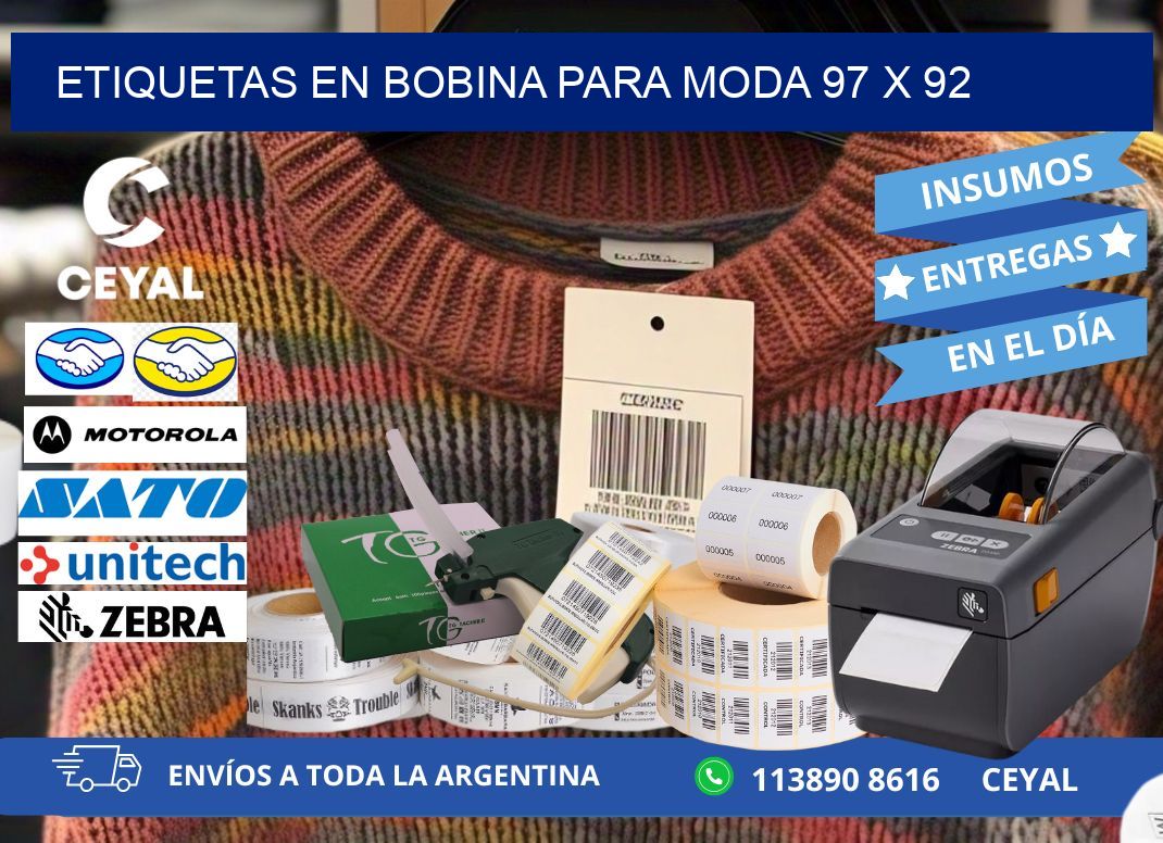ETIQUETAS EN BOBINA PARA MODA 97 x 92