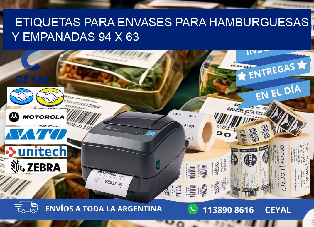 ETIQUETAS PARA ENVASES PARA HAMBURGUESAS Y EMPANADAS 94 x 63