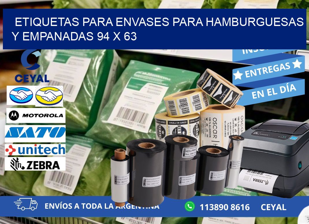 ETIQUETAS PARA ENVASES PARA HAMBURGUESAS Y EMPANADAS 94 x 63